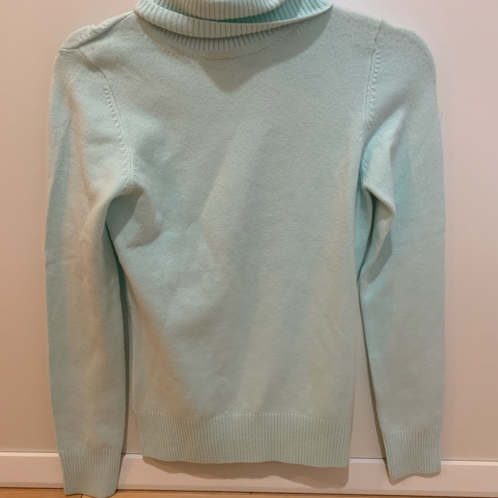 blue turtle neck Top